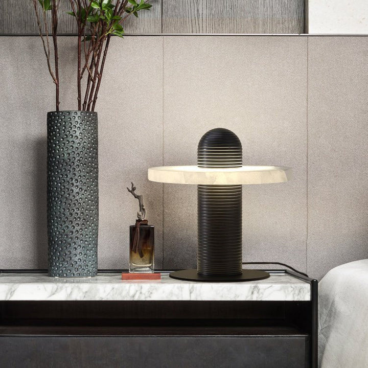Alabaster Comet Table Lamp front view modern elegant bedside or desk lamp for stylish interiors