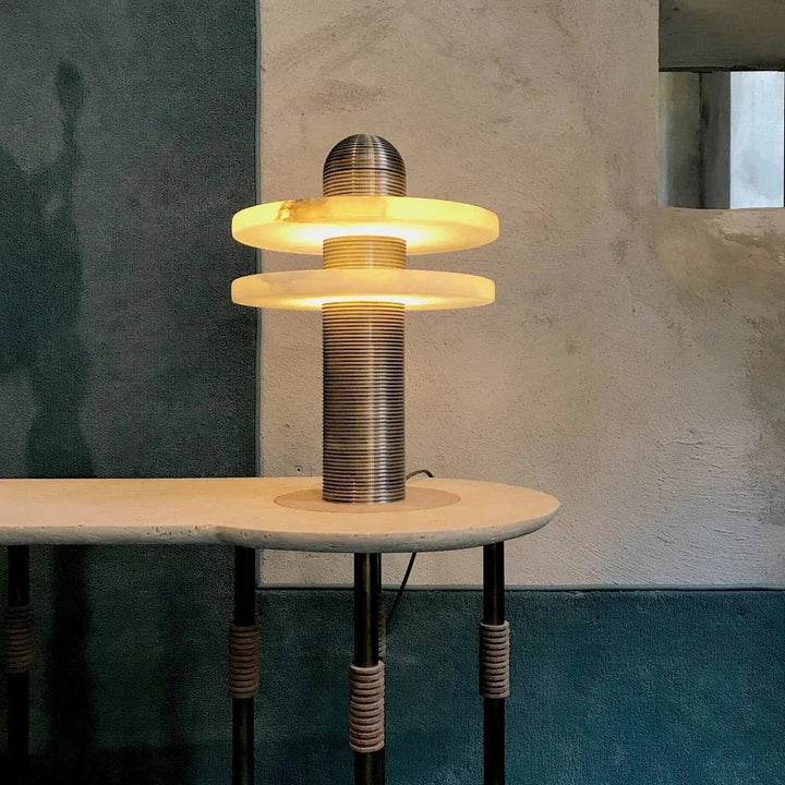 Alabaster Comet Table Lamp front view modern elegant bedside or desk lamp for stylish interiors
