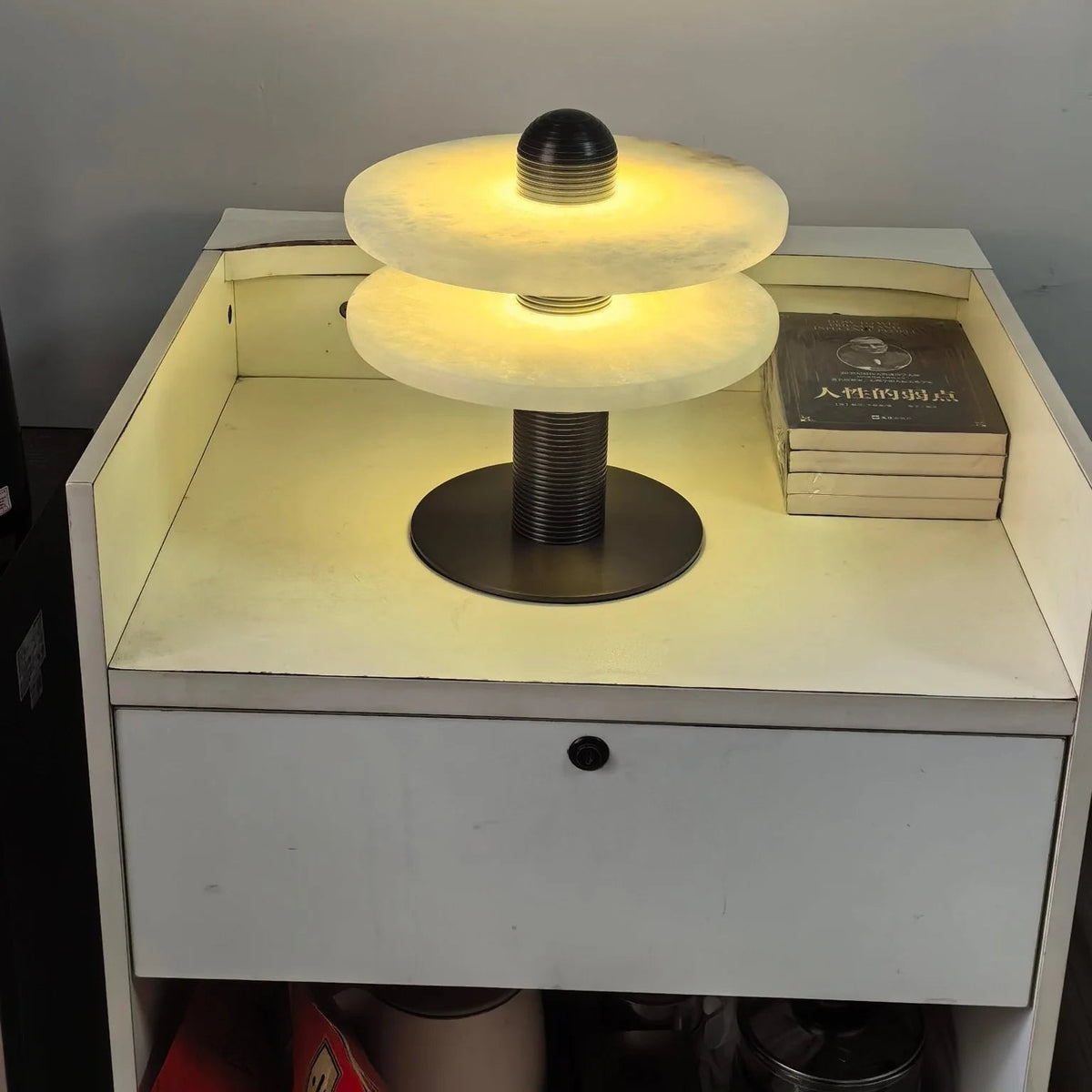 Alabaster Comet Table Lamp top view modern elegant bedside or desk lamp for stylish interiors