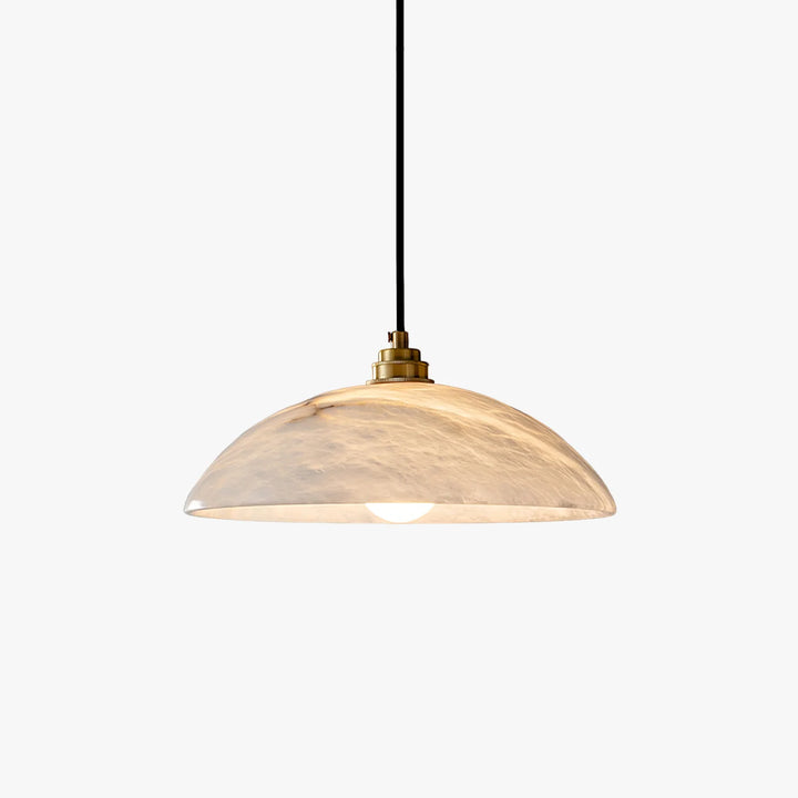 Alabaster dome swag pendant lamp, front view, elegant lighting and home decor