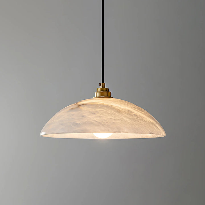 Front view of alabaster dome swag pendant lamp lighting for stylish home décor