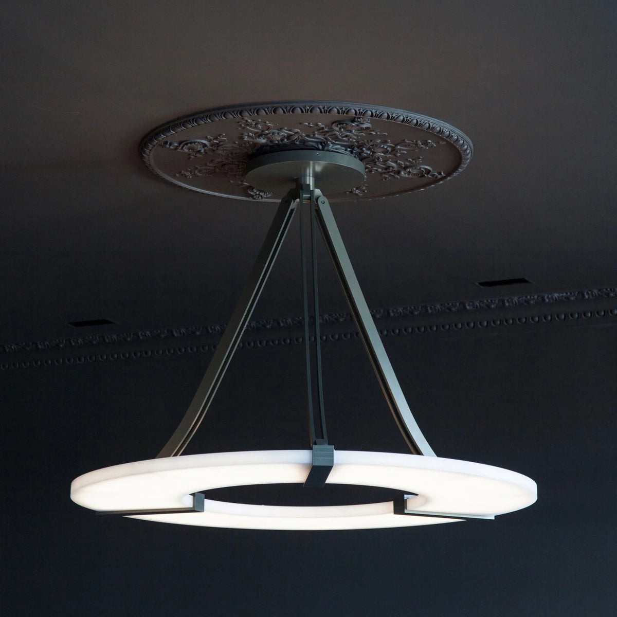 Alabaster Halo luxury pendant light ceiling view showcasing elegant design and soft ambient illumination