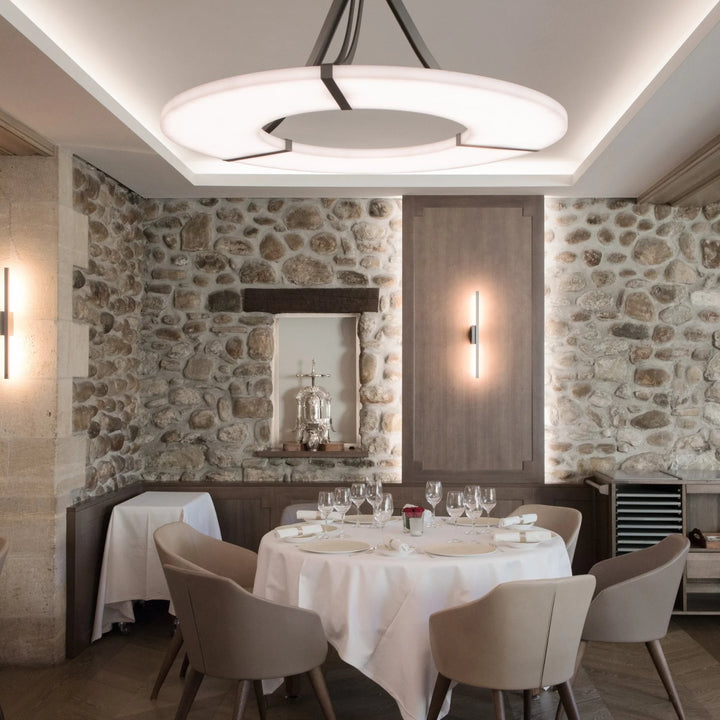 Alabaster Halo luxury pendant light dining room view, modern elegant lighting for stylish home interiors