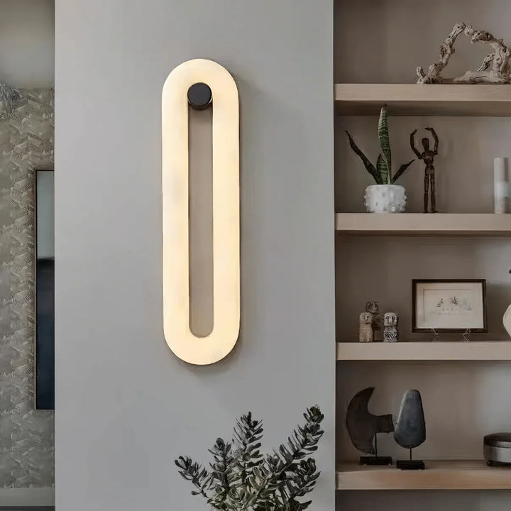 Alabaster loop wall light modern lighting elegant living room front view fixture