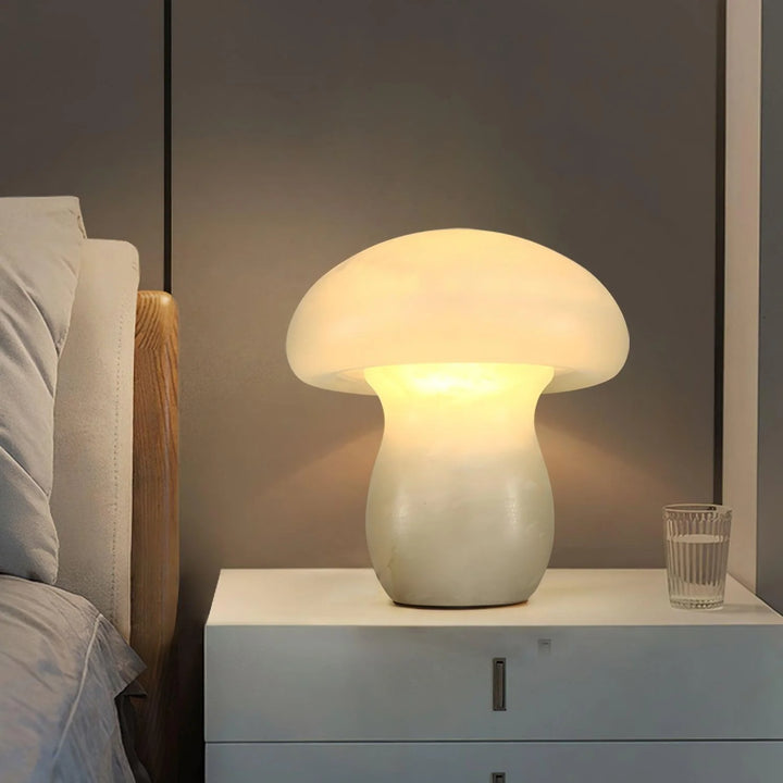 Alabaster Mushroom Table Lamp front view, featuring modern lighting and stylish home décor
