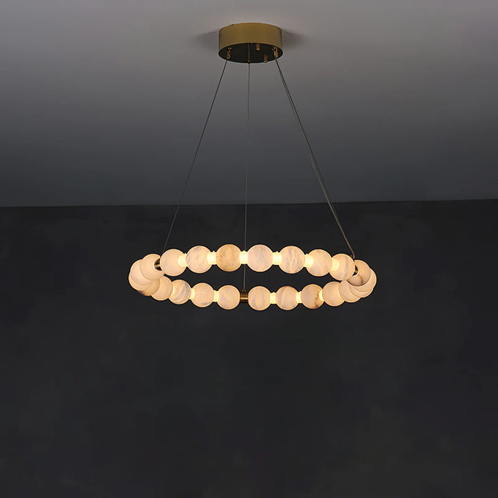 Alabaster Orb Ring luxury chandelier front view, showcasing elegant modern design for stylish home interiors