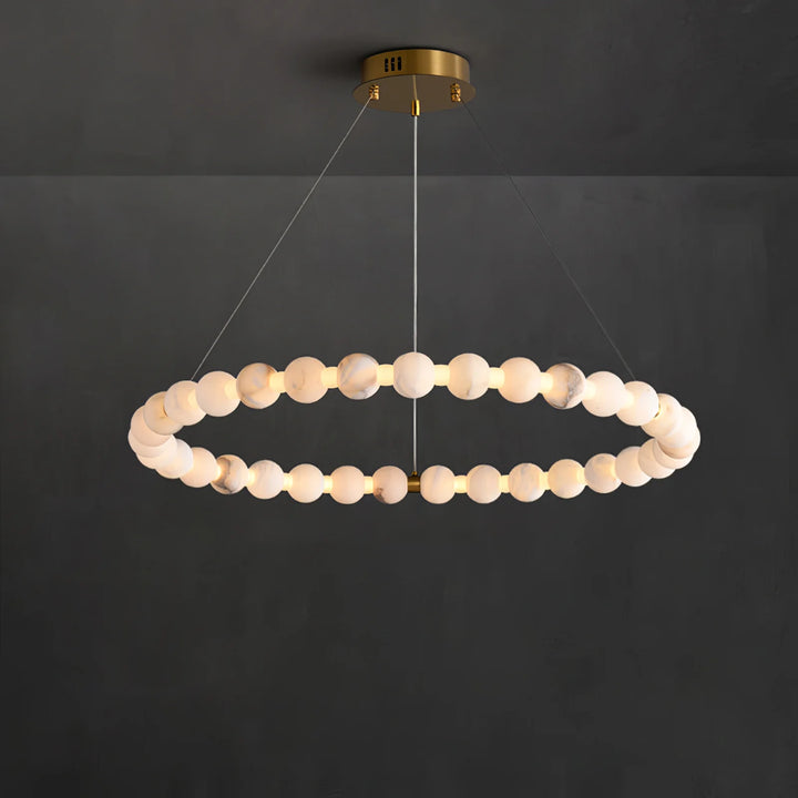 Alabaster Orb Ring luxury chandelier front view, showcasing elegant modern design for stylish home interiors