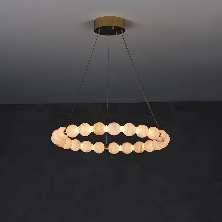 Alabaster Orb Ring luxury chandelier front view, showcasing elegant modern design for stylish home interiors