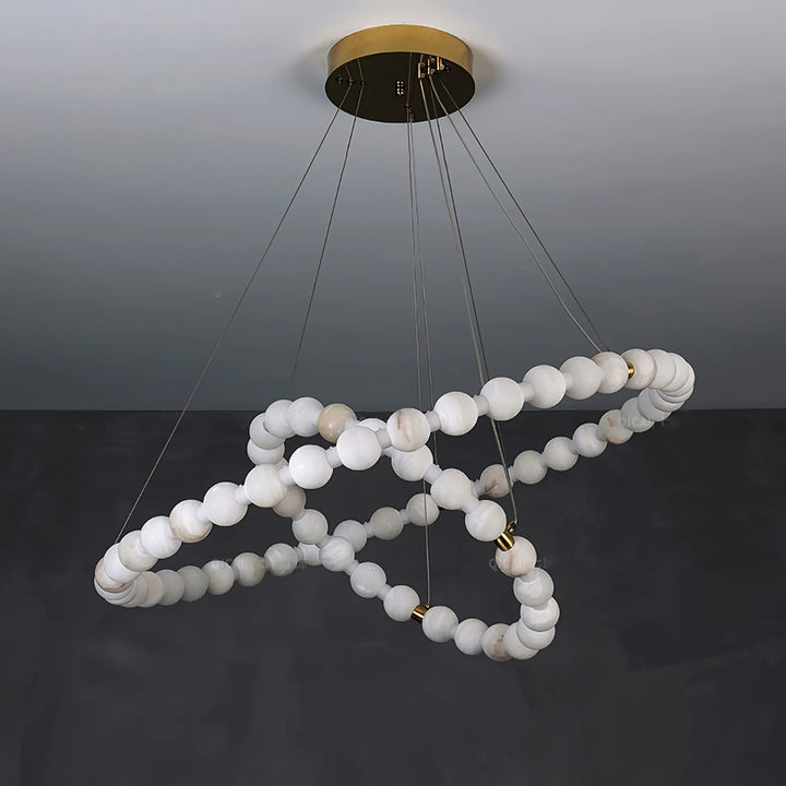 Alabaster Orb Ring luxury chandelier front view, showcasing elegant modern design for stylish home interiors