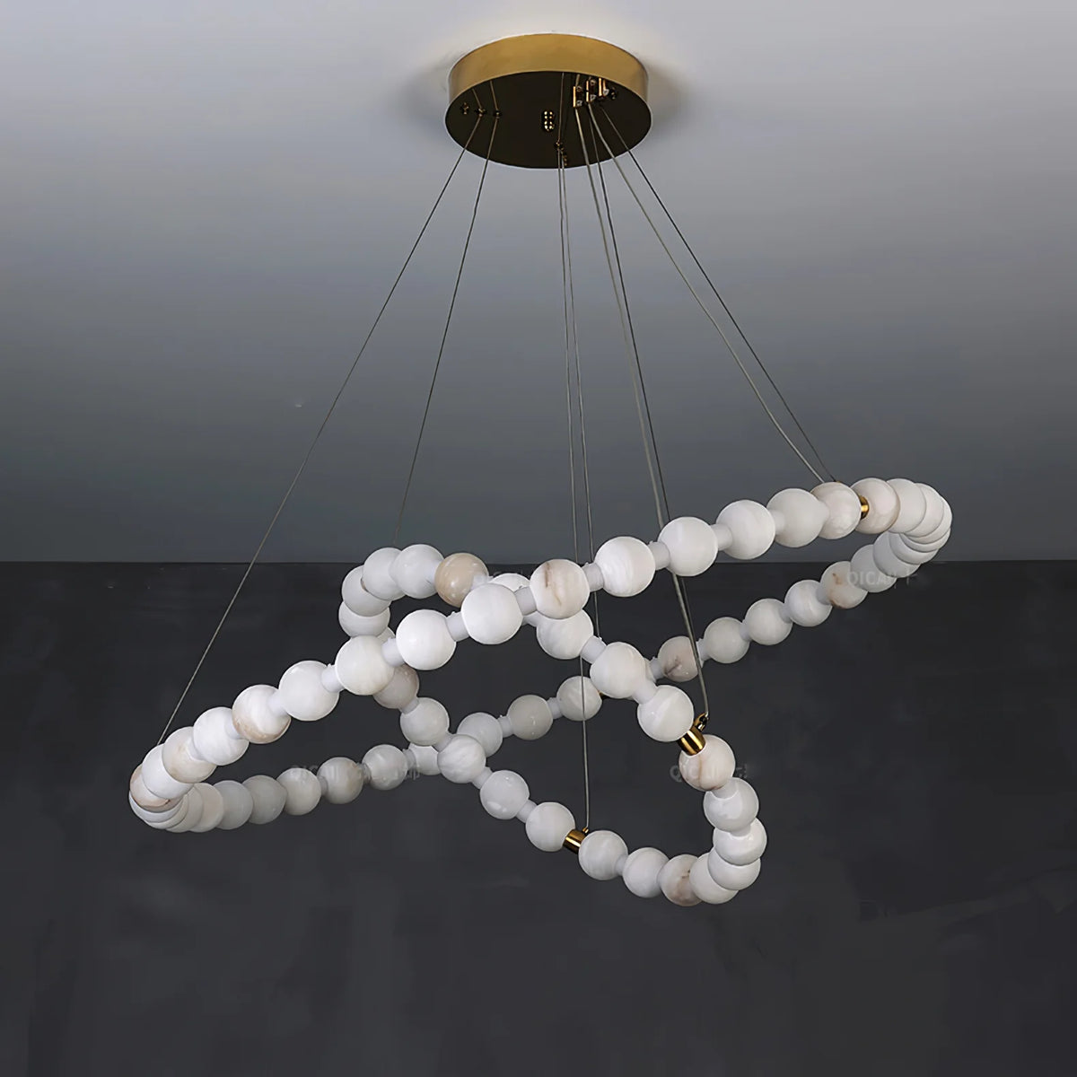 Alabaster Orb Ring luxury chandelier front view, showcasing elegant modern design for stylish home interiors