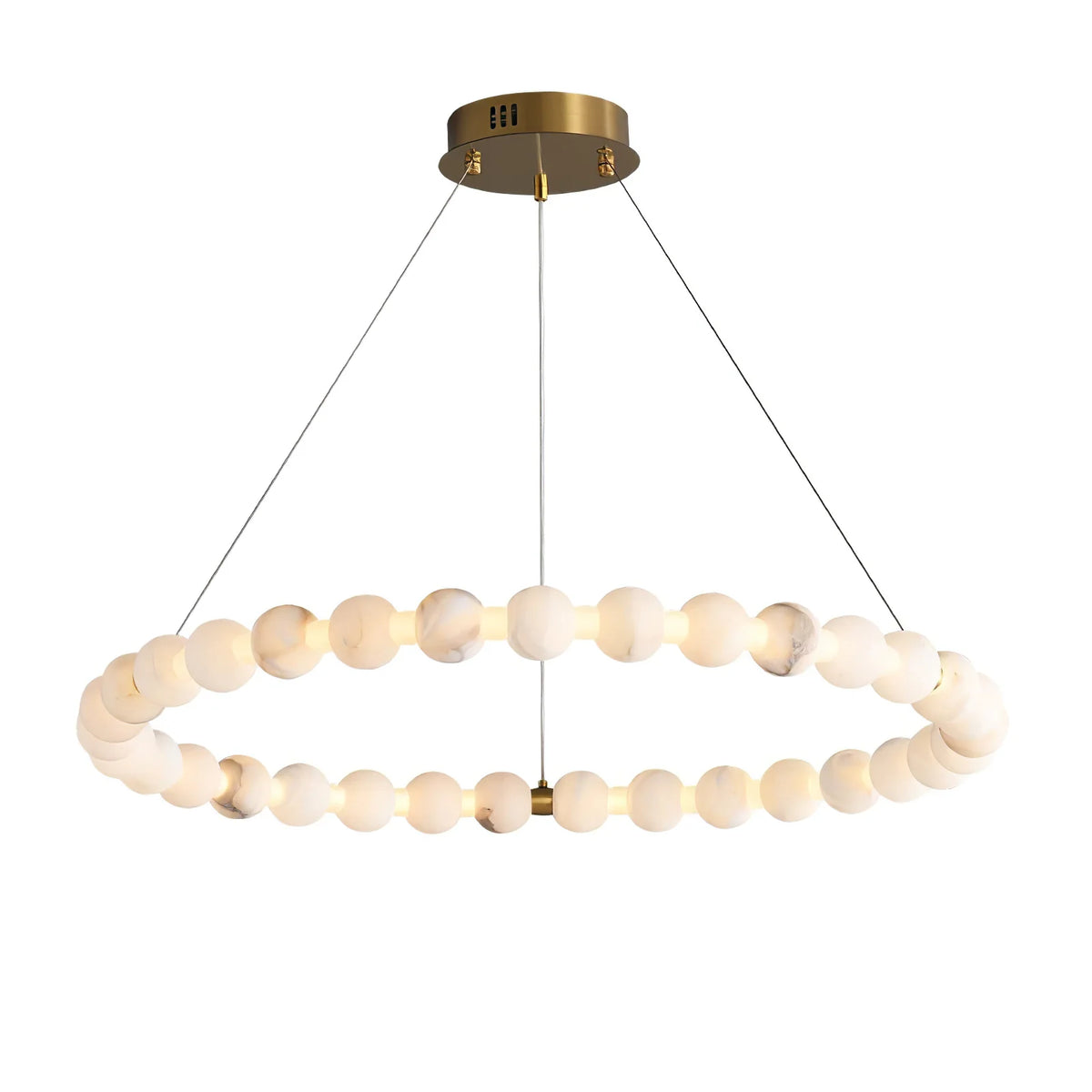 Alabaster Orb Ring luxury chandelier front view, showcasing elegant modern design for stylish home interiors