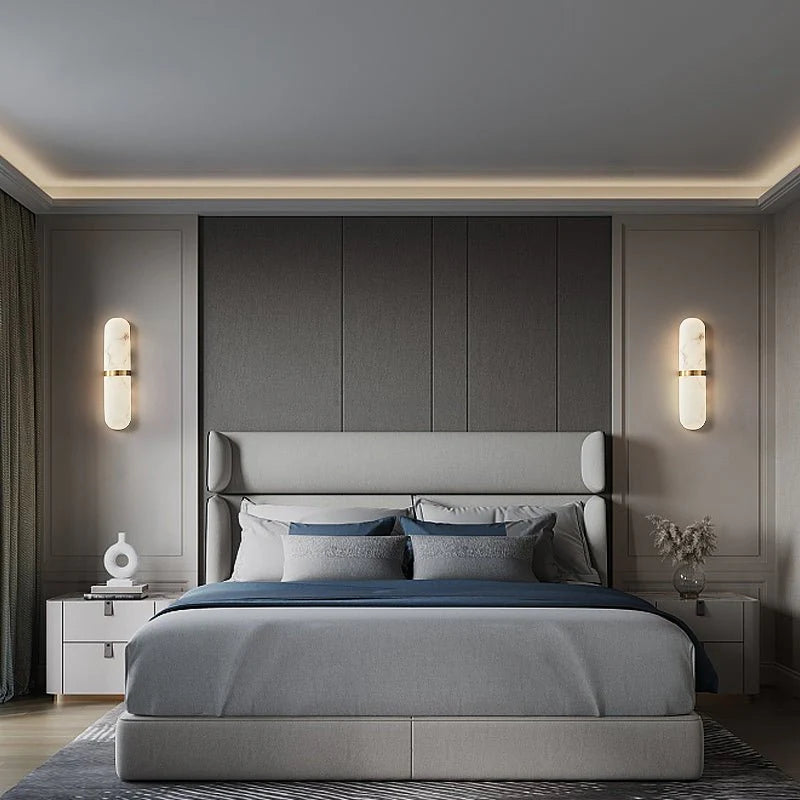 Alabaster Pill Wall Light Lamp in Bedroom Modern Indoor Lighting Fixture