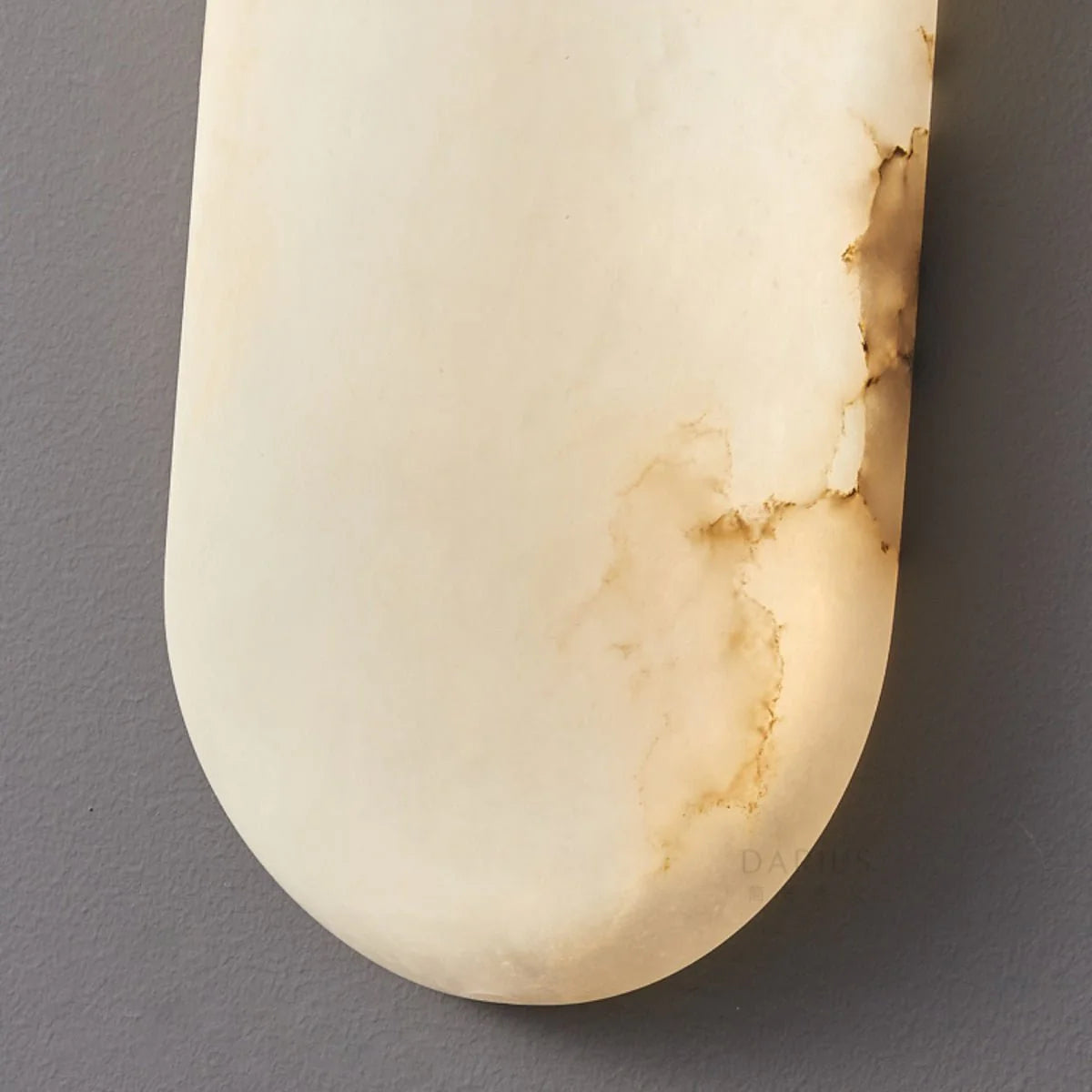Alabaster Pill Wall Light Lamp Lower Side Detail View Modern Indoor Lighting