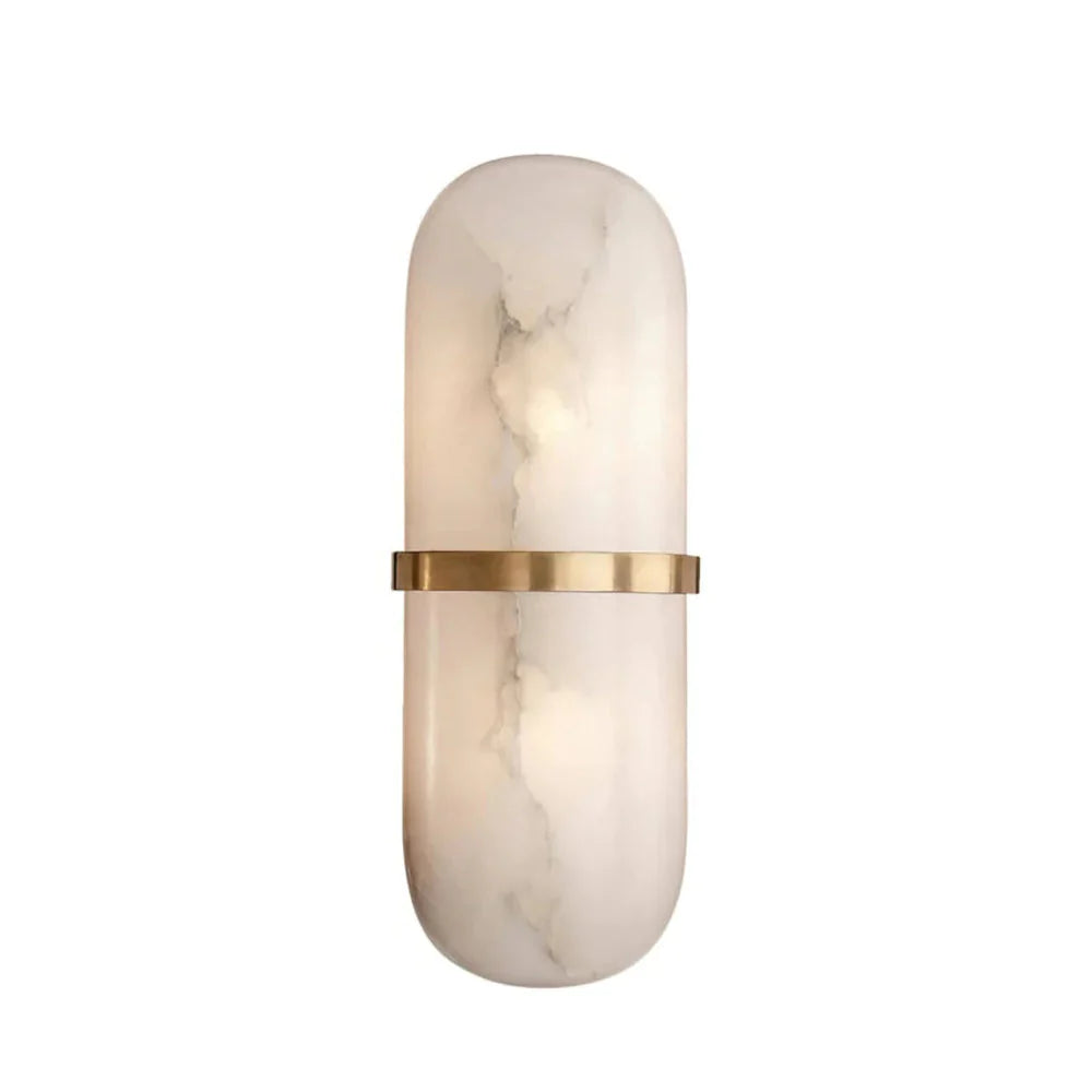 Alabaster Pill Wall Light Lamp Front View Modern Elegant Indoor Wall Lighting