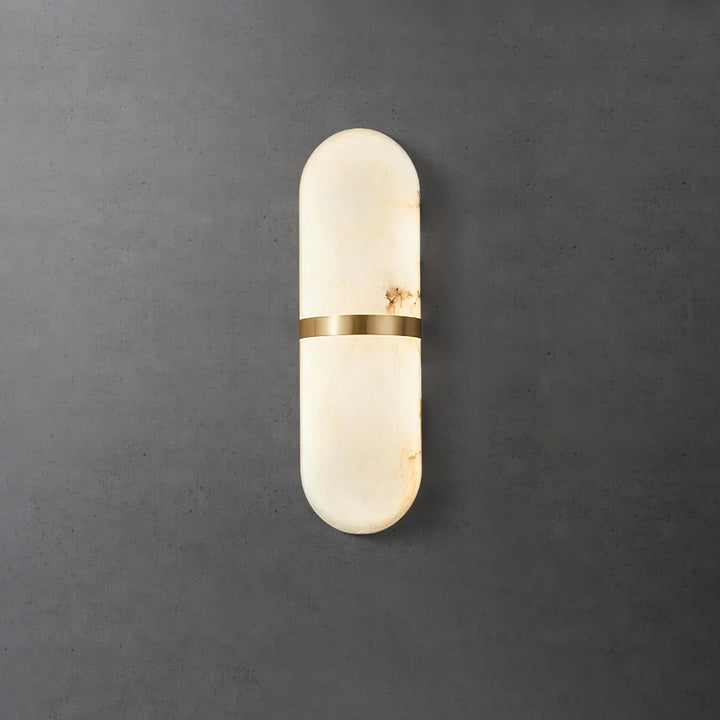 Alabaster Pill Wall Light Lamp Front View Elegant Modern Indoor Wall Lighting