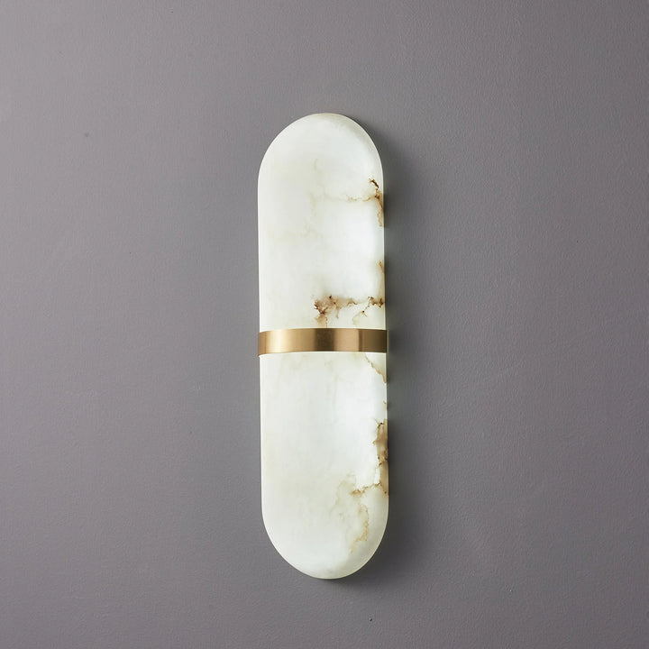 Alabaster Marble Pill Wall Light Lamp Front View Elegant Modern Indoor Lighting