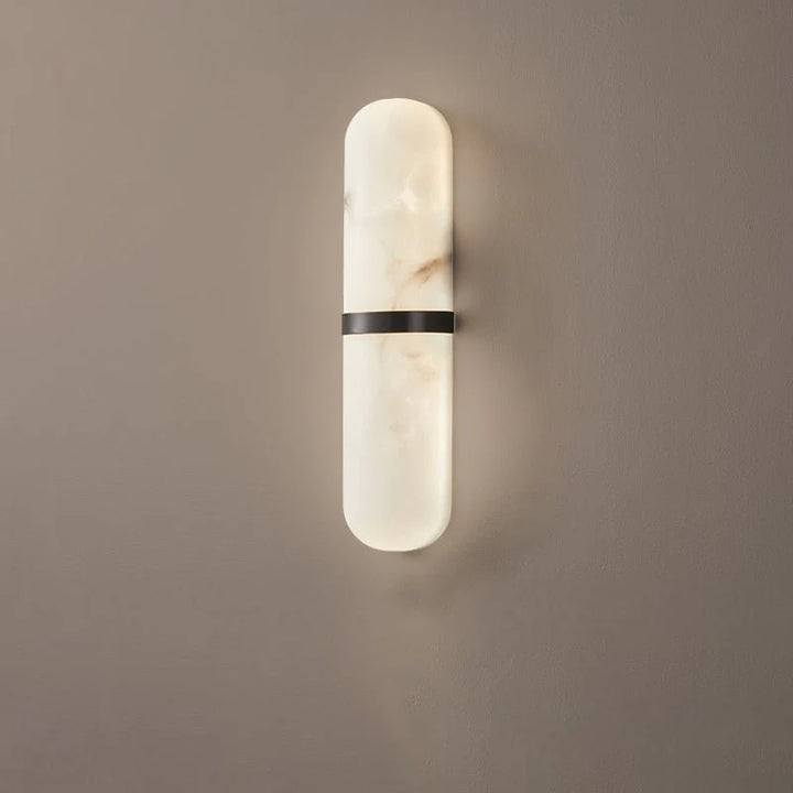 Alabaster Pill Wall Light Lamp Front View Modern Elegant Indoor Wall Lighting
