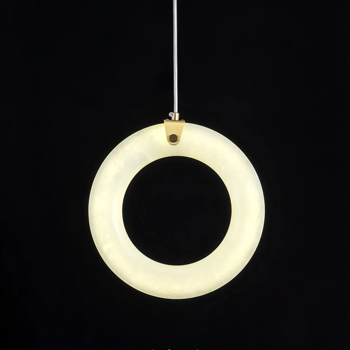 Alabaster ring pendant light, modern design, front view