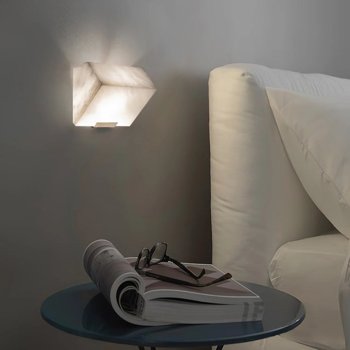 Alabaster staircase wall lamp bedside view modern elegant home lighting fixture