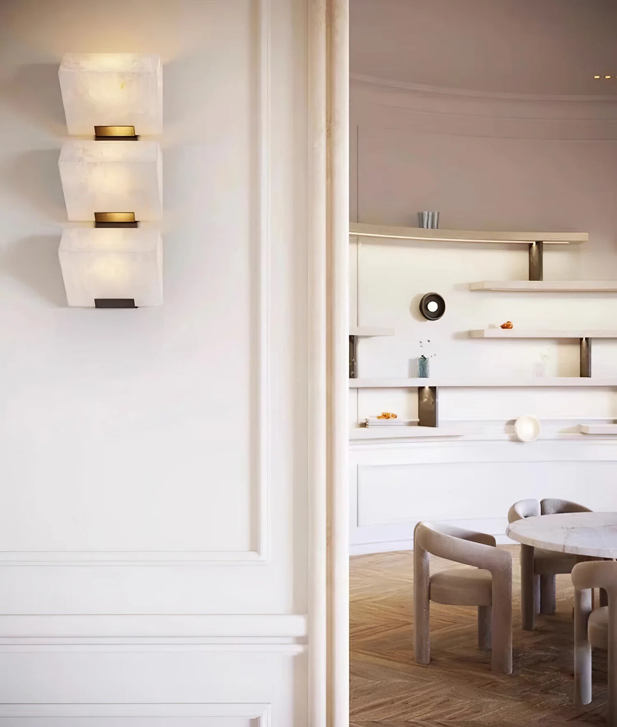 Alabaster staircase wall lamp wall view modern elegant home lighting fixture stylish design