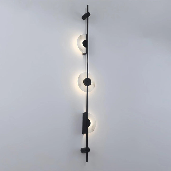 Front view of Alabaster Vertical Plug-In Wall Sconce, modern lighting, elegant home interior
