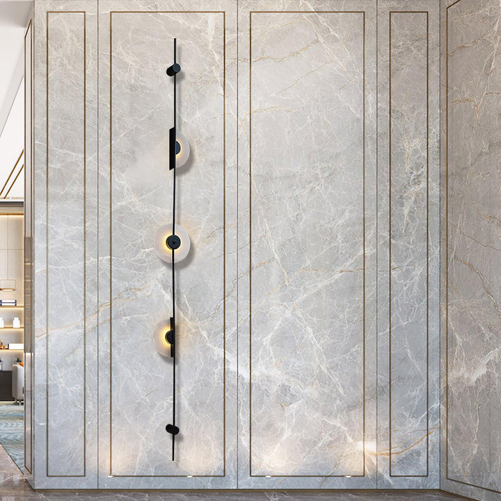 Front view of Alabaster Vertical Plug-In Wall Sconce, modern lighting, elegant home interior décor