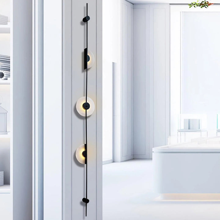 Front view of Alabaster Vertical Plug-In Wall Sconce, modern lighting, elegant home décor interior