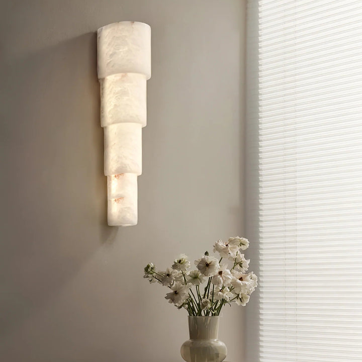 Side view of Alba Cascade alabaster wall sconce modern lighting for stylish interiors