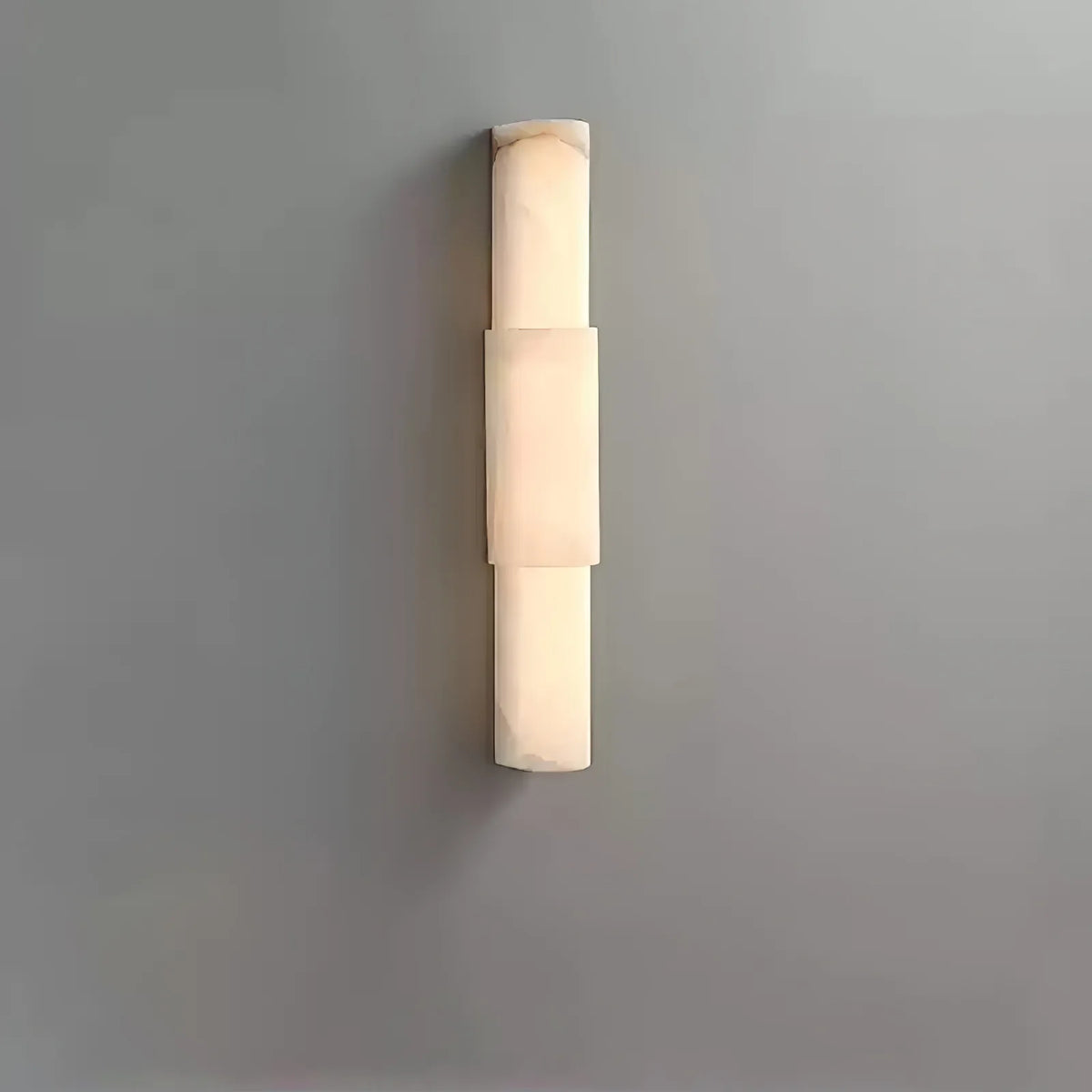 Front-side view of Alba Cascade alabaster wall sconce modern lighting for stylish interiors