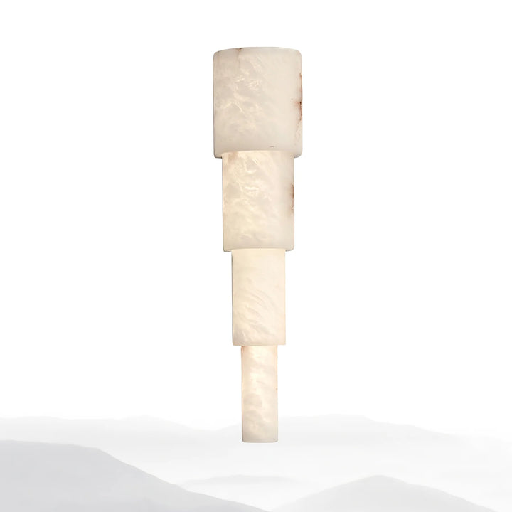 Front view of Alba Cascade alabaster wall sconce modern lighting for contemporary interiors