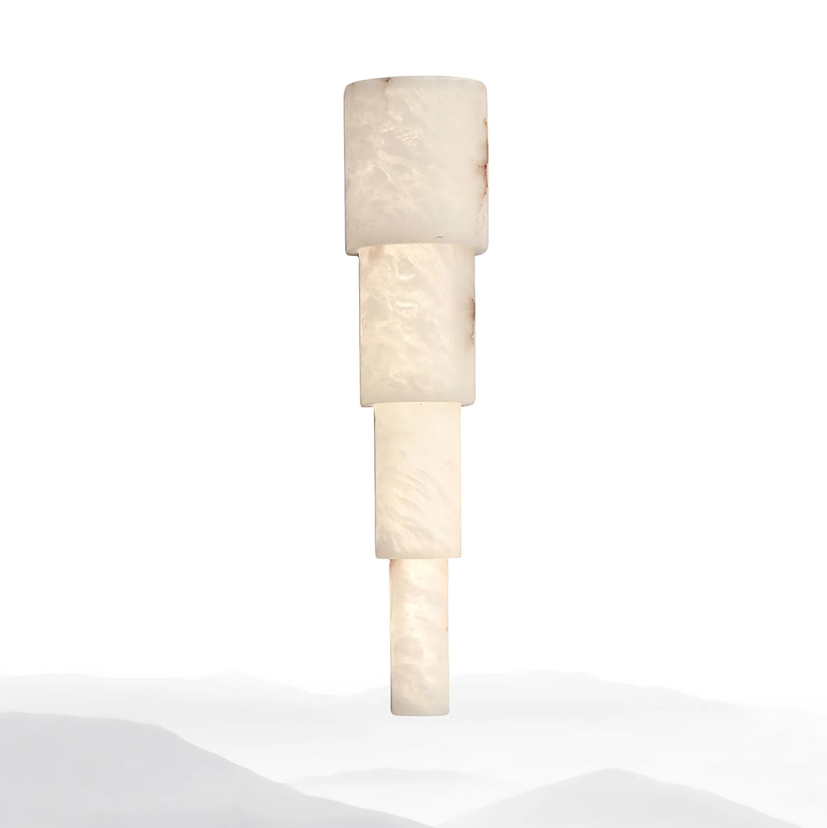 Front view of Alba Cascade alabaster wall sconce modern lighting for contemporary interiors