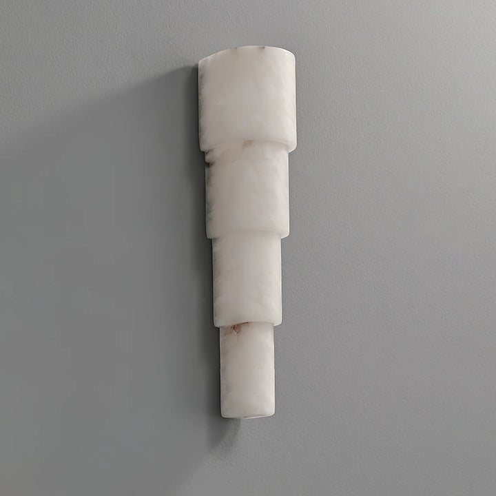 Front view of Alba Cascade alabaster wall sconce modern lighting for contemporary interiors