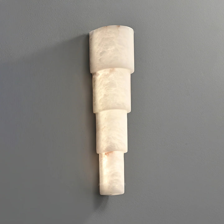 Side view of Alba Cascade alabaster wall sconce modern lighting for elegant interior décor