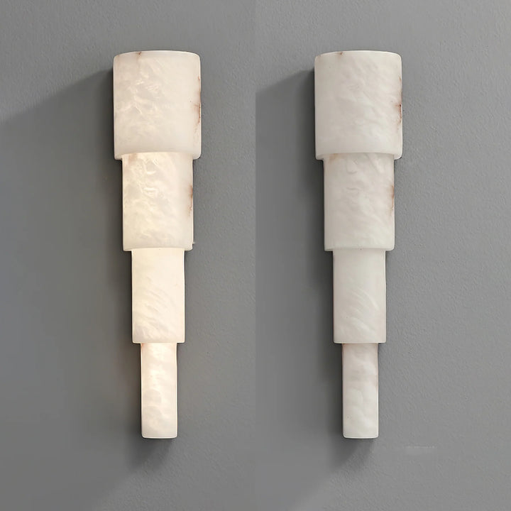 alabaster wall sconce modern lighting with two variants turned on