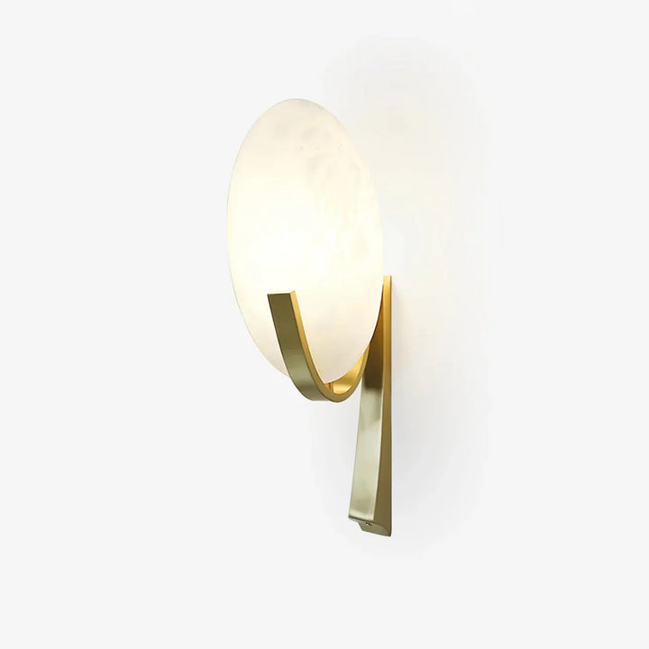 Alice alabaster modern plug-in wall light side view showcasing sleek and elegant contemporary design