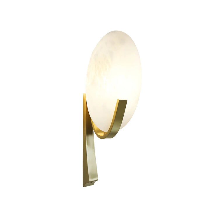 Alice alabaster modern plug-in wall light side view showcasing sleek and elegant contemporary design