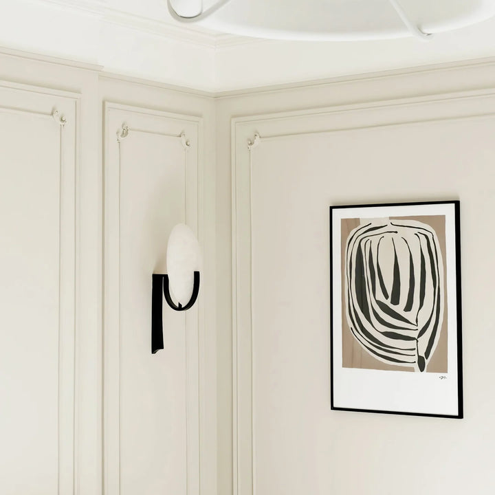 Alice alabaster modern plug-in wall light side view highlighting sleek and elegant contemporary design