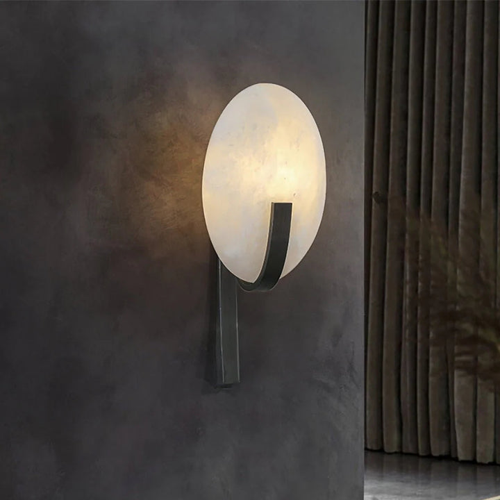 Alice Alabaster wall lamp black metal side view in modern interior