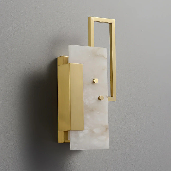 Althea alabaster wall sconce side view, elegant marble finish for modern home interior lighting