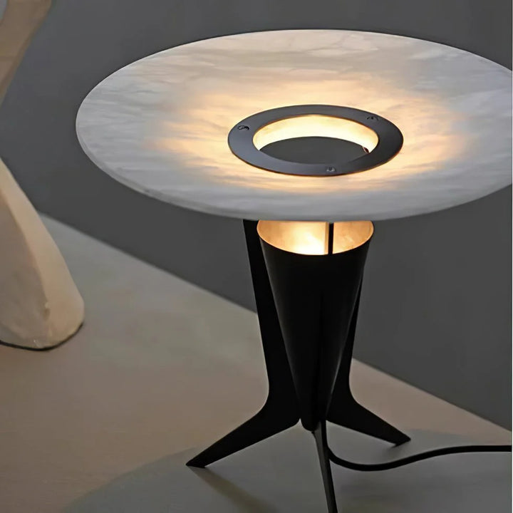 Top-angle view of Aragon table lamp, highlighting modern design and warm ambient lighting for interiors