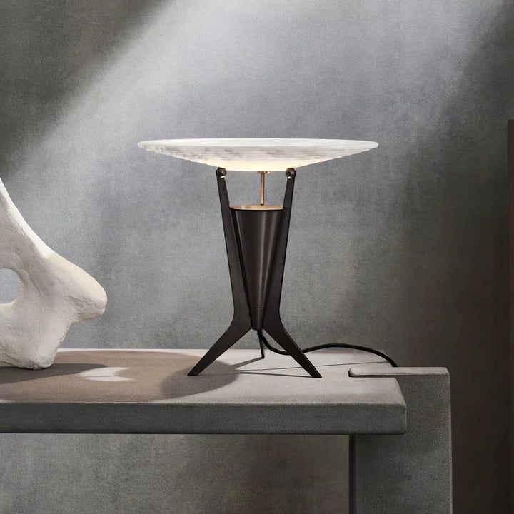 Front view of Aragon table lamp, featuring modern design with warm ambient lighting for stylish interiors