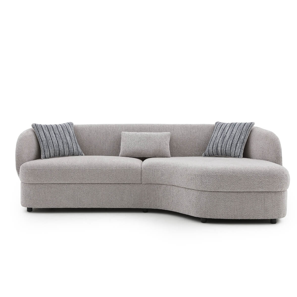 Front close-up view of Arco lounge sofa showcasing plush cushions and sleek modern upholstery.