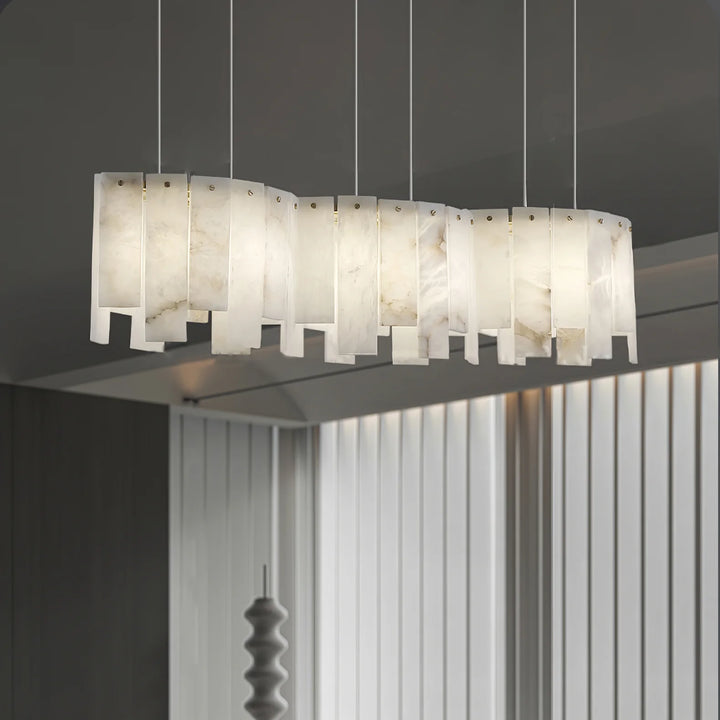 Arctora pendant lamp modern lighting with a hanging side view highlighting its sleek contemporary design