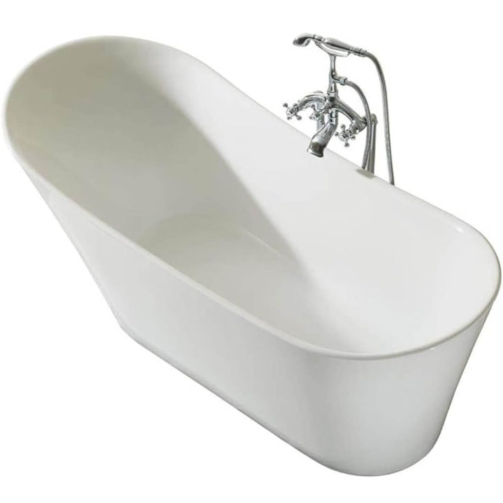 Upper view of Ariel 1700mm free-standing acrylic bathtub showcasing smooth curved design and glossy finish