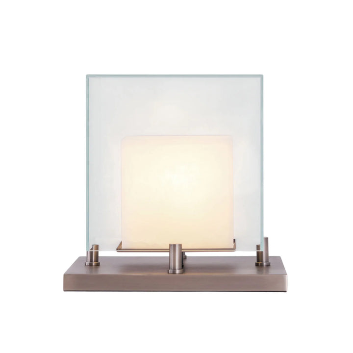 Arqra alabaster table lamp modern lighting, square front view showcasing elegant and contemporary design