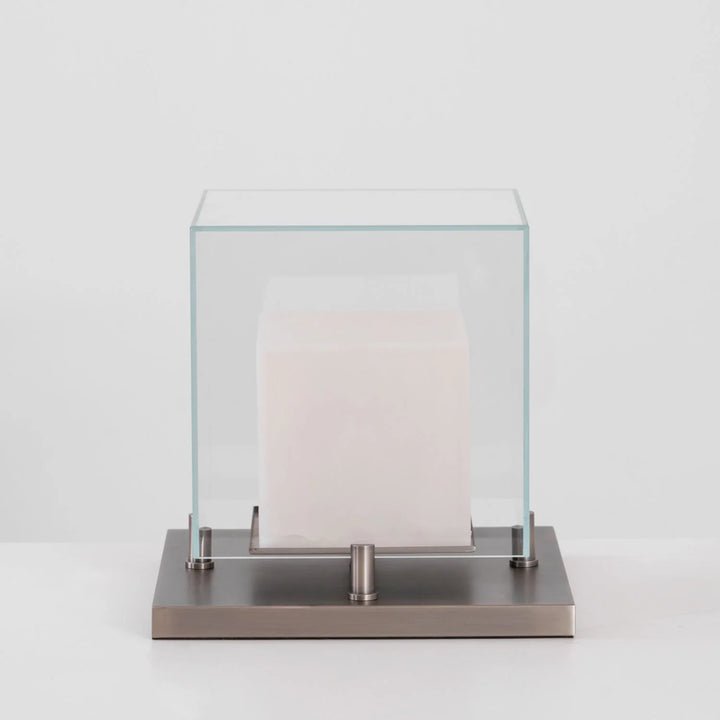 Arqra alabaster table lamp modern lighting, front view highlighting sleek and elegant home décor design