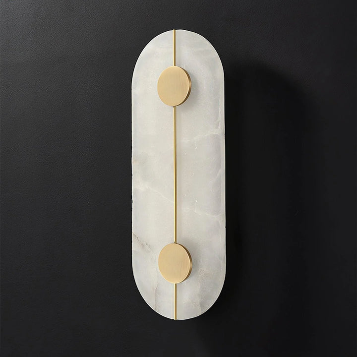Artistic alabaster wall lamp, modern lighting, side view for home décor