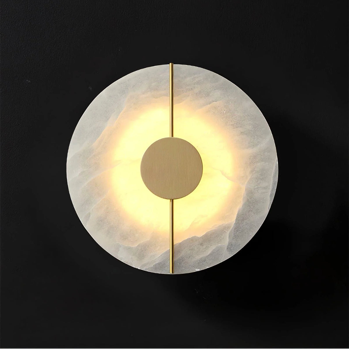 Artistic alabaster wall lamp, modern lighting, front view for stylish décor