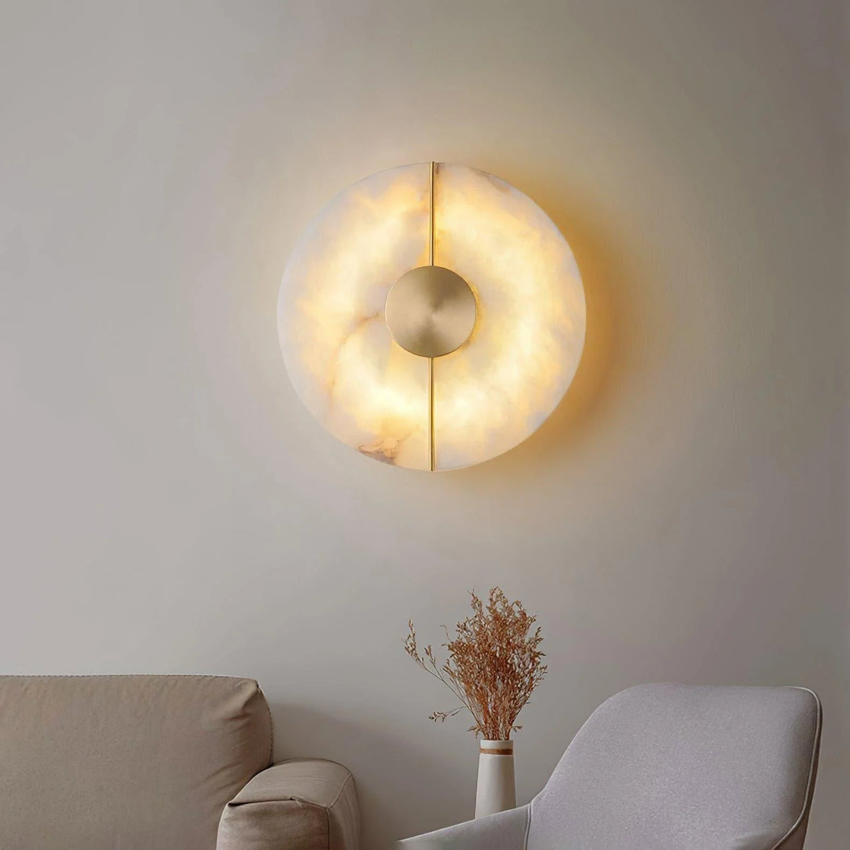 Artistic alabaster wall lamp modern lighting elegant home decor front view