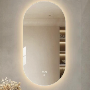 AuraMirror 5040 round 60cm wall mirror with sleek frame, perfect for modern home decor